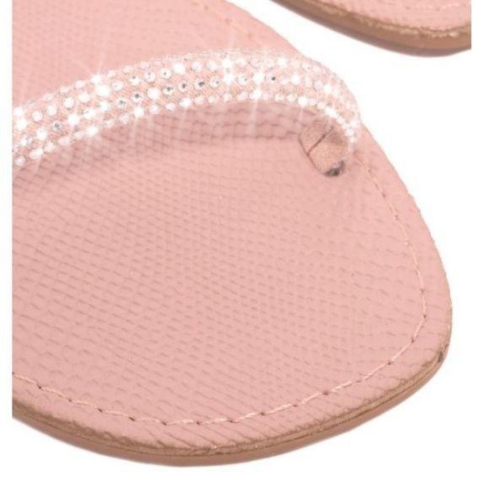 Embellished Double Strap Slides in Blush Pink - Picture 2 of 5